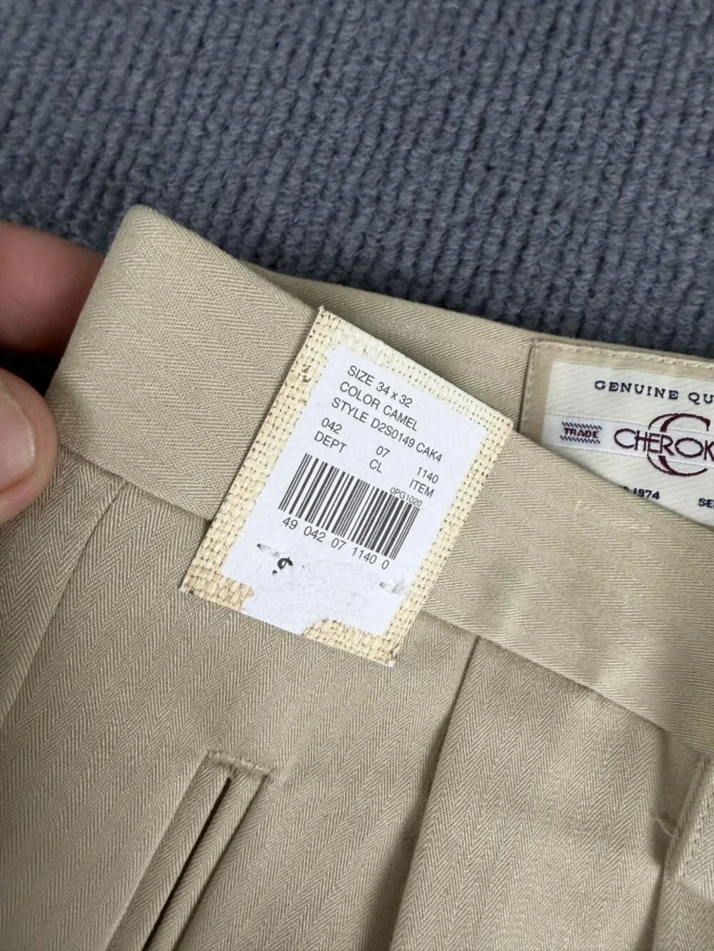Cherokee Mens Camel Pleated Dress Pants 34x32 NWT
